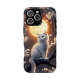 thumbnail image 1 of White Cat Blossom Tree Golden Moon Flower Kitty Illustration Phone Case with iPhone 11 to 17 Pro Max, 1 of 2