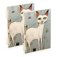 thumbnail image 1 of White Cat Blue Wall Ring Binder Notebook Journey Note Diary College Ruled Spiral Notebook Study Loose Leaf Paper A5 60 Pages, 1 of 8