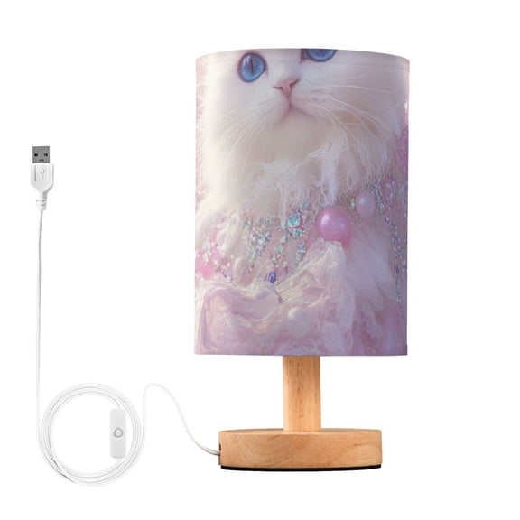 White Cat Bubbles Table Lamp for Desk Nightstand Lamp with USB Modern Gifts for Bedroom Living Room Kids Room