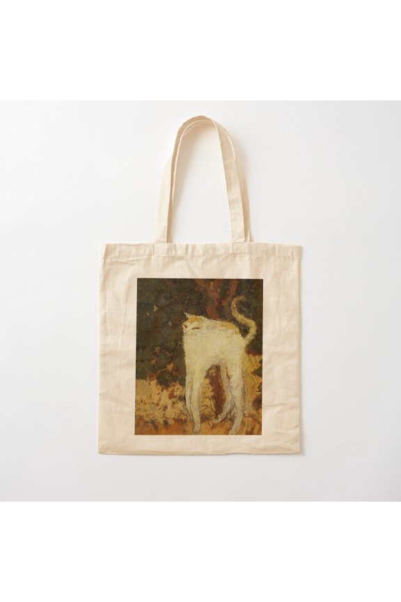 White Cat By Pierre Bonnard Canvas Tote Bags, Reusable Shopping Bag