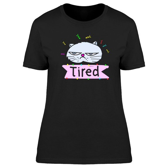 White Cat Doodle Tired Tee Women's -Image by Shutterstock