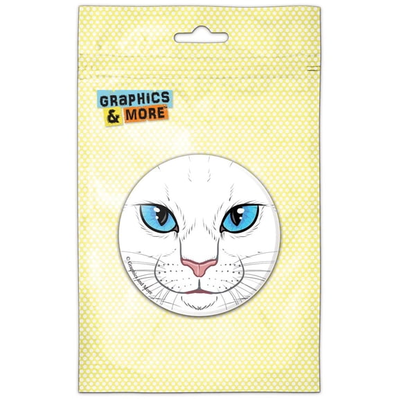 White Cat Face Pet Kitty Refrigerator Button Magnet