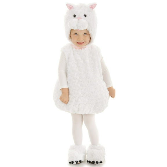 White Cat Girls Child Furry Animal One Piece Halloween Costume-XS