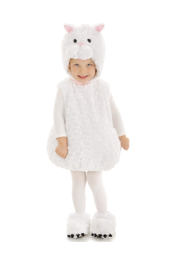 White Cat Girls Child Furry Animal One Piece Halloween Costume-XS