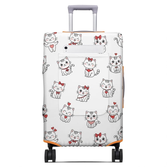 Patterned Heartd White Cat and Heart White Pattern Luggage Cover,Stretch Luggage ...