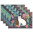 thumbnail image 1 of White Cat Leaves 12×18 inch Placemats Heat Resistant Washable Foldable Rectangular Placemats Set Decoration Indoor Outdoor for Kitchen Dining Table 4PCs, 1 of 8