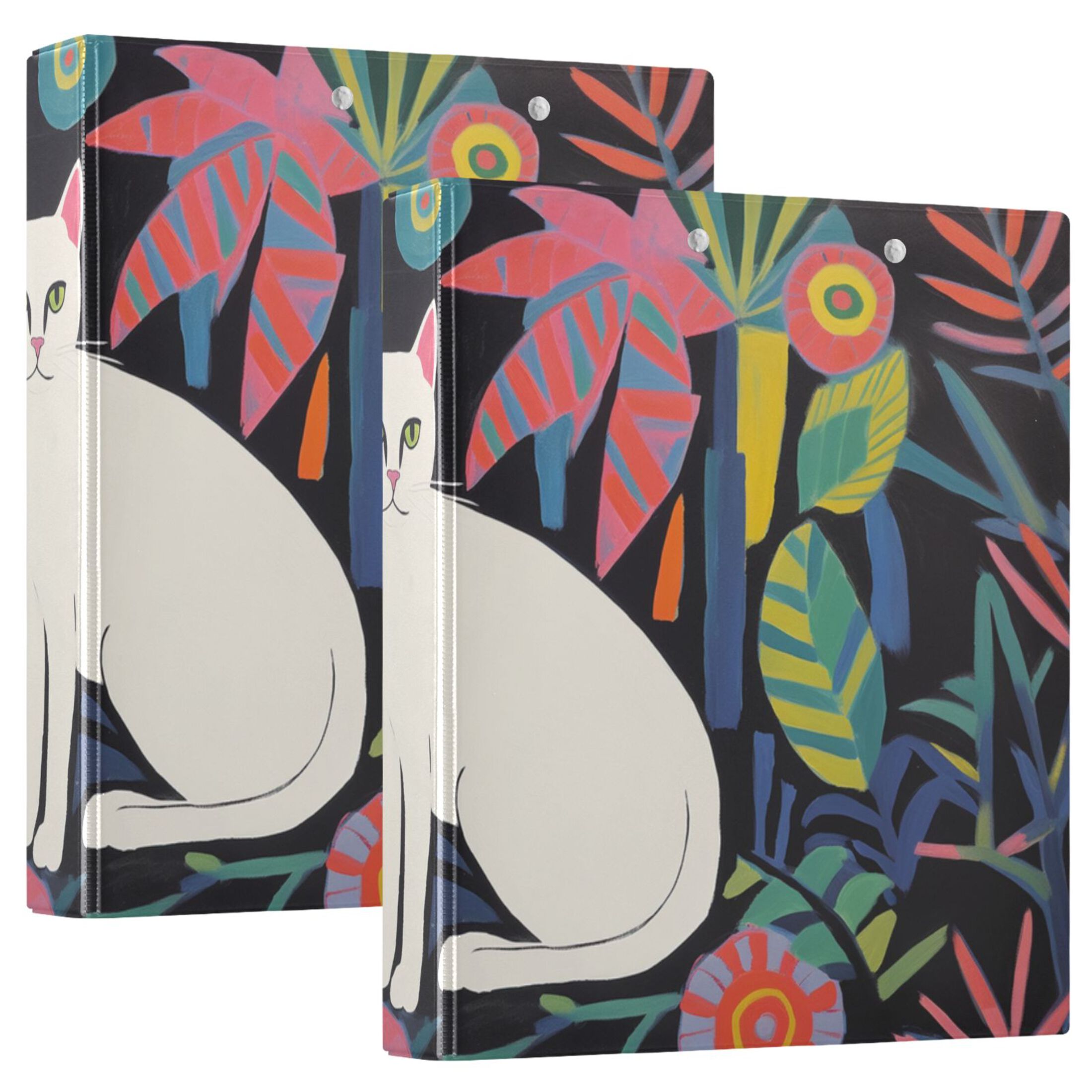 White Cat Leaves 3 Ring Binders 1.5 inch Hardcover File Folders with ...