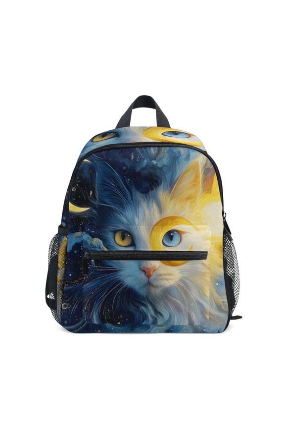 White Cat Mini Backpack Cute Small Backpack with Chest Strap and Whistle Ages 3-8