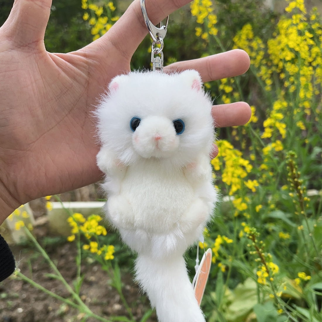 White Cat Plush Stuffed Animal Keychain for Kids Bag, Purse