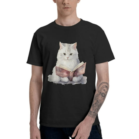 White Cat T-Shirt for Men Cotton 100% Summer Tops Women Fashion Casual Short Sleeves Round Collar Short-Sleeve Couple Top Tees