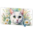 thumbnail image 1 of White Cat Watercolor Design With Daisies Metal Novelty License Plate, 1 of 7