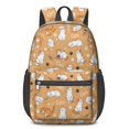thumbnail image 1 of White Cat and Fishbone Beige Pattern 17" Waterproof Oxford School Backpacks for Teens, S-Shape Padded Straps, for School, Travel, Hiking, Camping, 1 of 5