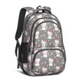 thumbnail image 1 of White Cat and Flower Gray Pattern Cute School Backpack Bag with Padded Back and Adjustable Shoulder Straps 16.9 X 12.6 X 5.9 Inches, 1 of 5
