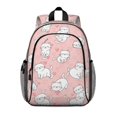 thumbnail image 1 of White Cat and Heart Pink Pattern Backpack for School, Cute School Bag with Adjustable Shoulder Straps and Padded Back, 15"x11.42"x5.5", 1 of 4
