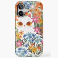 thumbnail image 1 of White Cat in Colorful Meadow Artwork iPhone Case 17 16 15 14 13 12 11 Pro Max, 1 of 2