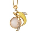 thumbnail image 1 of White Cates Eye Black Crystal Goldtone Dolphin Necklace for Women Jewelry Size 29-31" Ct 0.03 Birthday Christmas Gifts for Women, 1 of 8