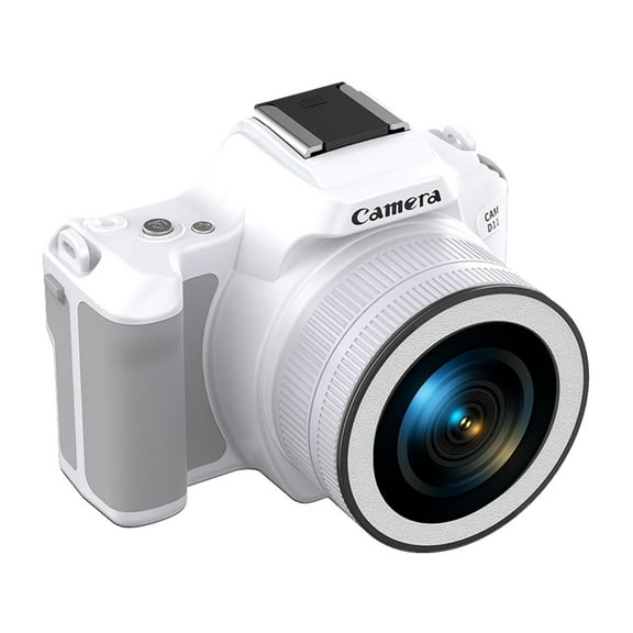 White Ccd Mini Dslr Camera With Front Rear Dual Lens Rotating Focus Multiple Filters 48Mp Digital Camera For Photography Vlogging Includes Data Cable Hanging Rope Instruction Manual