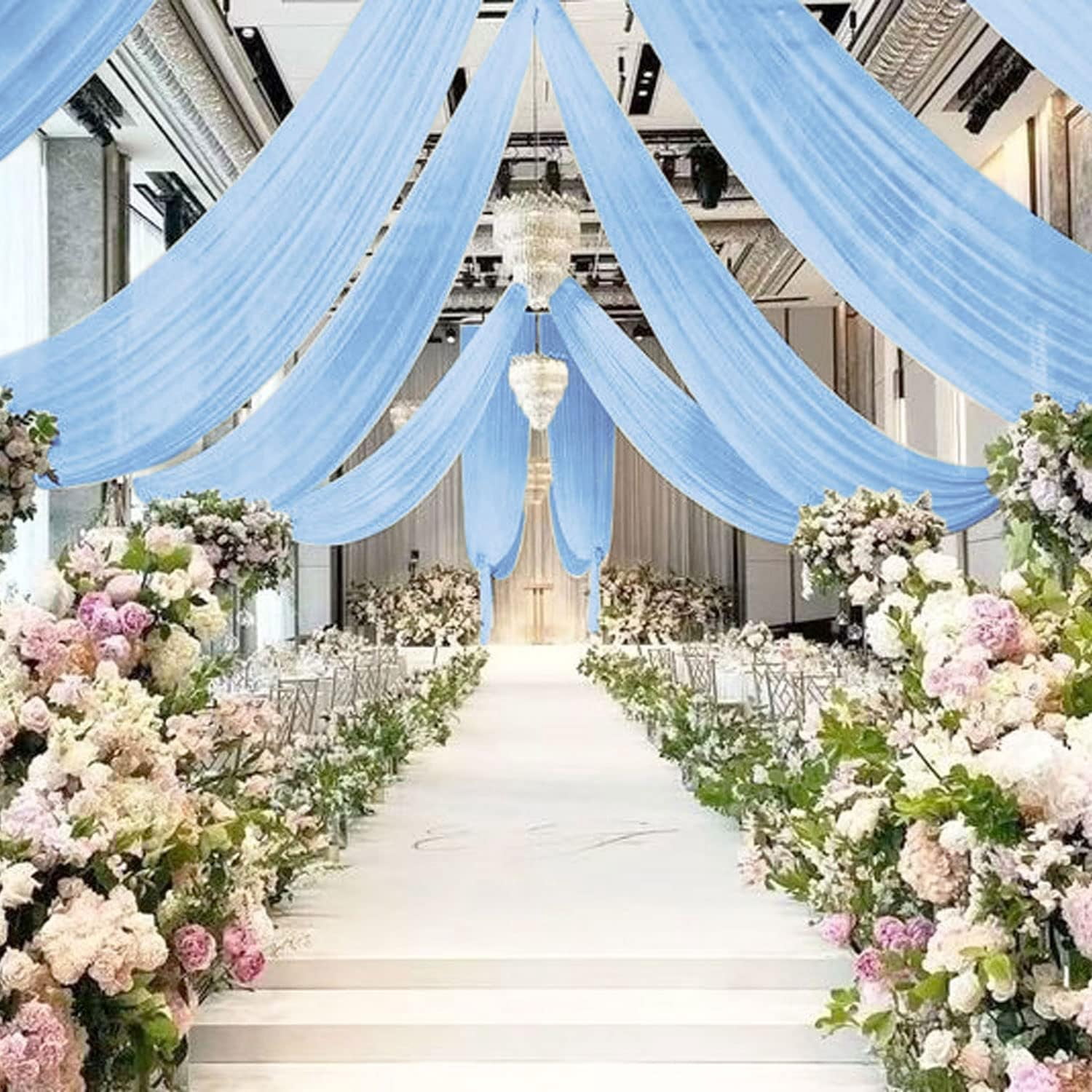 FOTSHARER Baby Blue Ceiling Drapes - 2 Panels 5x20FT Chiffon Fabric For Wedding Arch & Party Decor 3 thumbnail image