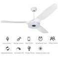 thumbnail image 1 of White Ceiling Fan with Remote Control & Dimmable LED Light, 52" 3 Blades, 1 of 7