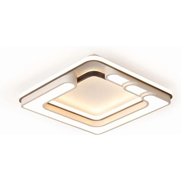 White Ceiling Light Fixture with Step-Less Dimming, Contemporary Design for Dining Room, Hallway & Office, Remote Control Included