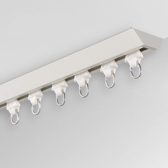 White Ceiling Mount Curtain Track Rail with Hooks, 3m Length