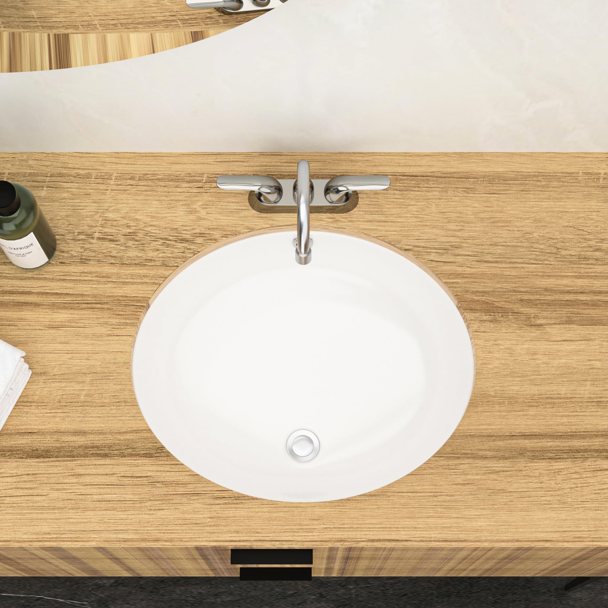 White Ceramic 18"x15" Oval Undermount Bathroom Sink With Overflow - Modern, Elegant, To Stains And Dirt Accumulation Discoloration