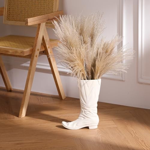 White Ceramic Boot Shaped Vase, Unique Decorative Accent for Home, Living Room, Office, Statement Piece$$Home Decor, Kitchen, & Other