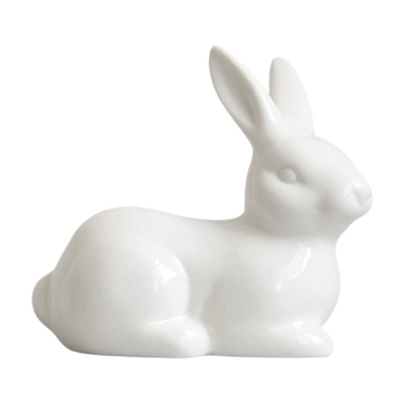 White Ceramic Bunny Figurine Easter Spring Home Decor for Living Room Desk Shelf Decor(D)