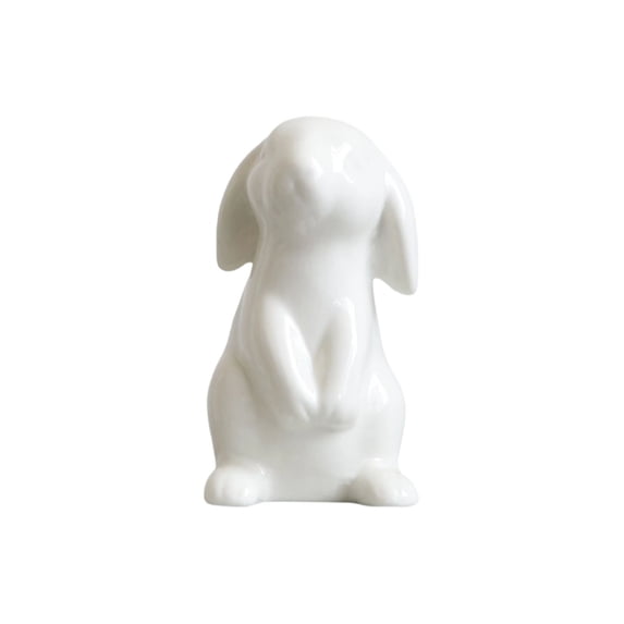White Ceramic Bunny Figurine Easter Spring Home Decor for Living Room Desk Shelf Decor(G)