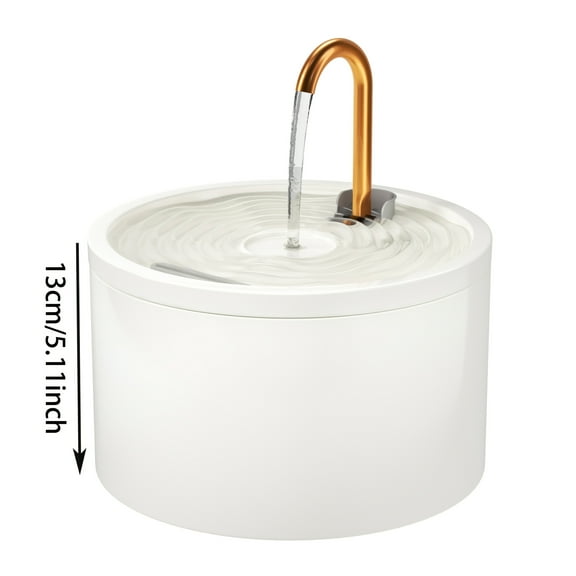 White Ceramic Cat Water Fountain - 2.1L Auto Dispenser w/ 3 Filters & 2 Bowls - Ultra-Quiet Pump, Includes Sponge - Pet Hydration Station