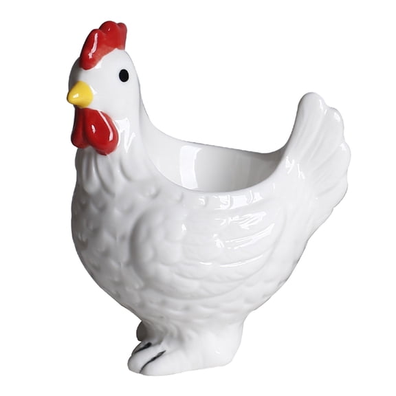 White Ceramic Chicken-Shaped Egg Holder for Easter Home Decor, Long-lasting Table Centerpiece Gift
