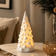 thumbnail image 1 of White Ceramic Christmas Tree Night Light with Textured Surface and Warm Glow for Bedroom and Living Room Shelf, Tabletop Decoration, 1 of 5
