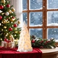 thumbnail image 1 of White Ceramic Christmas Trees that Light Up,Porcelain Christmas Tree with Lights,Tabletop Xmas Tree Figurines for Mantle Neutral Christmas Decor, 6.2X3.5in, 1 of 6