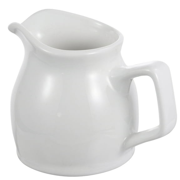 Small White Ceramic Creamer Jug with Handle, 100ml Coffee Creamer Pitcher, Kitchen Sauce Cup with Pour Spout