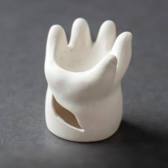 White Ceramic Crown Wax Melt Warmer with Hand Tealight Candle Oil Burner for Essential Oils & Wax Melts Royal Aromatherapy Diffuser Wedding Decor