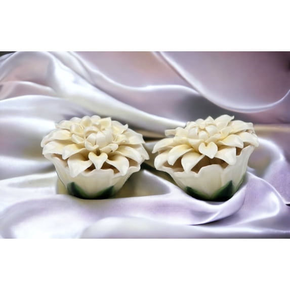 White Ceramic Daisy Flower Salt and Pepper Shakers 2.5in Gift