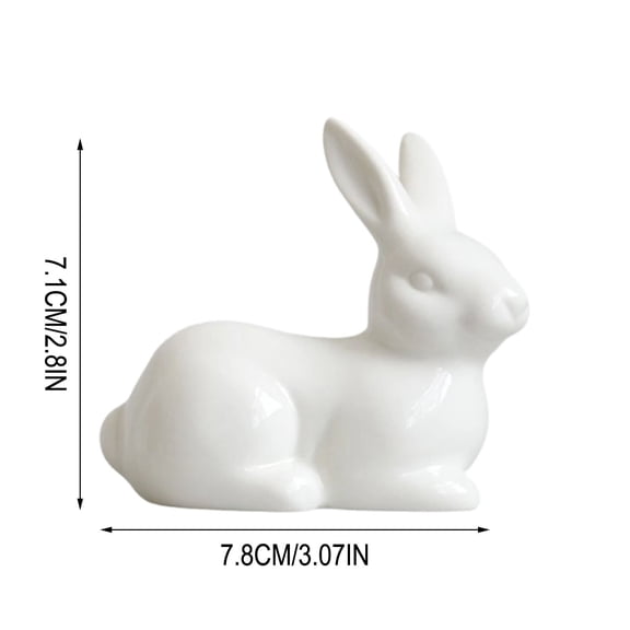 White Ceramic Easter Bunny, Small Rabbit Figurine Decor, Spring Home Ornament, Tabletop Shelf Display, Modern Desktop Statue, Gift for Holiday Season