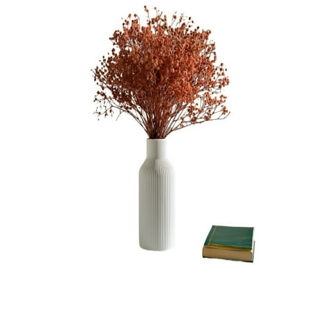 White Ceramic Flower, Pampas Grass Vase - Small Modern Bohemian Centerpiece