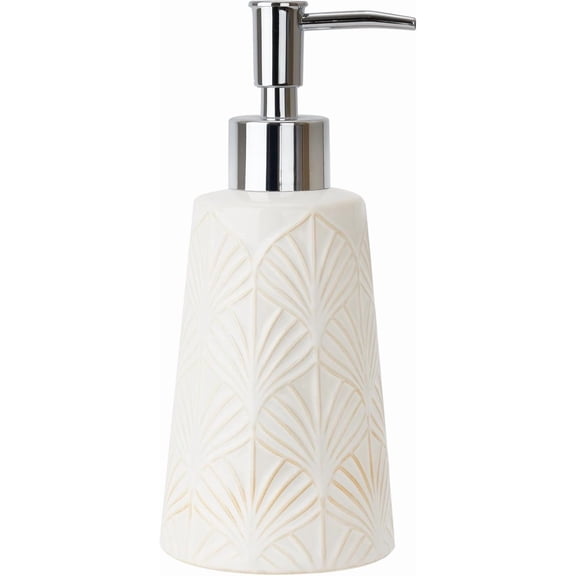 White Ceramic Hand Dish Soap Dispenser with Pump for Bathroom Kitchen Sink Countertop Modern Boho Decor