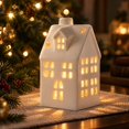 Window Height Bookcase White Ceramic House Candle Holder, Christmas Village Tealight Accent ...
