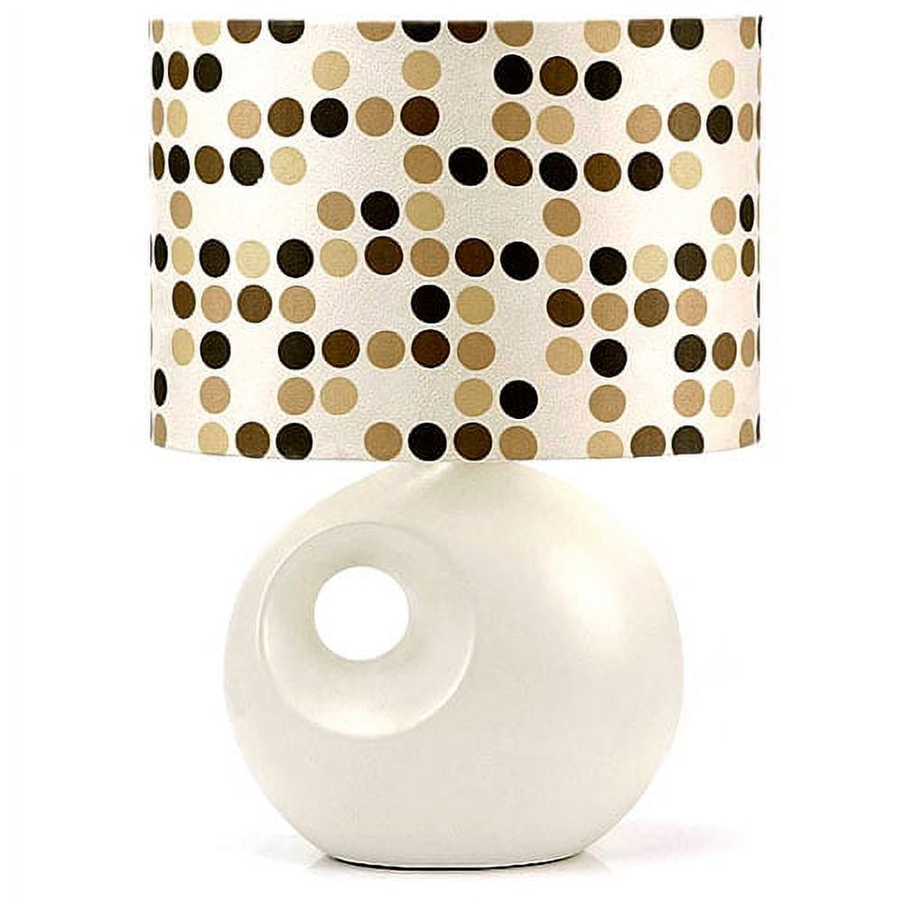 White Ceramic Lamp with Brown Dot Shade - image 1 of 2