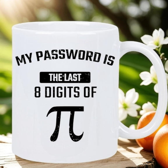 White Ceramic Mug with My Password Is Last 8 Digits of Pi Design Insulated Reusable Hot Cold Drinks Hand Wash Only Math Enthusiasts Birthdays Holidays Christmas Valentine s Day Coffee Bar Accessories