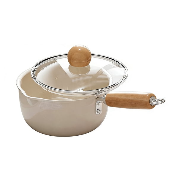 White Ceramic Nonstick Saucepan with Lid 1.5 Quarts, Small Cooking Pot with Stay Cool Handle, Induction Compatible Saucepot, White Granite Coating