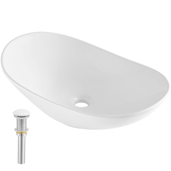 White Ceramic Oval Countertop Basin Modern Style 23.3 x 14.2 Inches Well Packaged for Bathroom Hotel Toilet RV