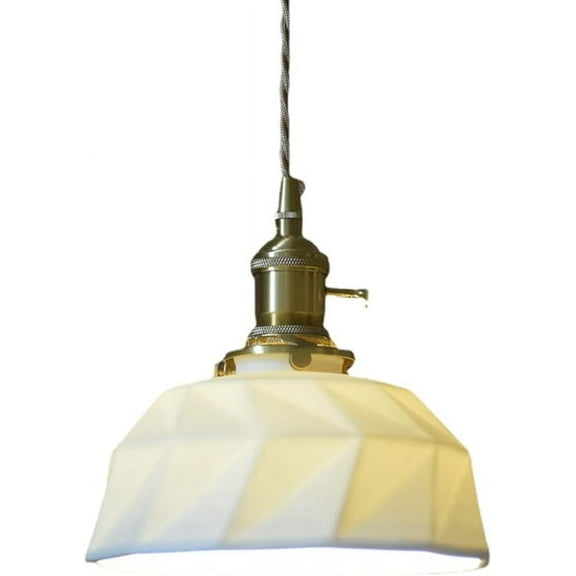 White Ceramic Pendant Light with Switch, Modern Minimalism Pendant Lighting for Dining Room, Nordic Rustic Pendant Light Fixture, Farmhouse Pendant Light for Kitchen Island Above Sink Over Table