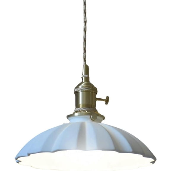 White Ceramic Pendant Light with Switch, Modern Minimalism Pendant Lighting for Dining Room, Nordic Rustic Pendant Light Fixture, Farmhouse Pendant Light for Kitchen Island Above Sink Over Table