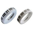 thumbnail image 1 of White Ceramic Piano Keyboard 10mm Wedding Band Flat Pipe Cut High Polished Ring Size 9, 1 of 4