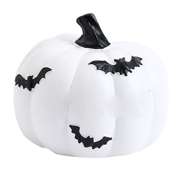White Ceramic Pumpkin with BOO! Lettering, Halloween Tabletop Decoration, Spooky Fall Decor Accent for Home, Office, Parties, Durable and Reusable Seasonal Ornament