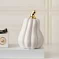 thumbnail image 1 of White Ceramic Pumpkin Ornament for Desktop Home Halloween Decoration - Fall Thanksgiving Table Centerpiece - White, 1 of 6