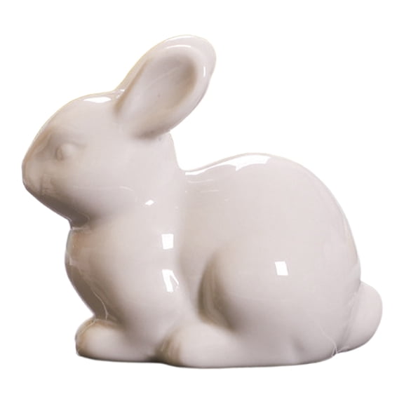 White Ceramic Rabbit Figurines, Ngxiha Porcelain Easter Bunny Decorations for Home, Tabletop Ornament, Tea Ceremony Pet